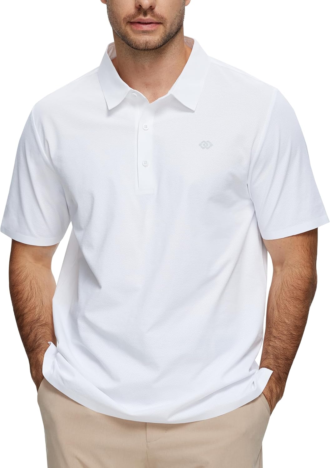 MoFiz Men's Golf Polo Shirt Short Sleeve Quick Dry Breathable Casual Collared Stretch Shirt Lightweight Seamless