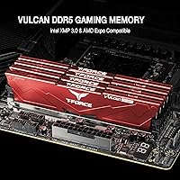 Vista 2 de TEAMGROUP T-Force Vulcan DDR5 64GB (2x32GB) 6000MHz (PC5-48000) CL38 Intel XMP 3.0 & AMD Expo Compatible Desktop Memory Module Ram Red