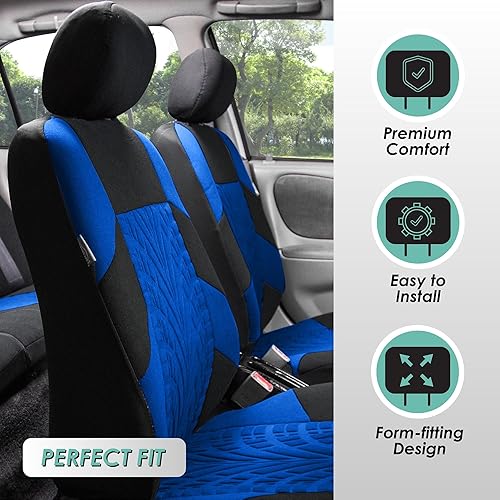 Miniatura 2 de Cobertores de asiento de coche de tela de primera, compatibles con las bolsas de aire y de asiento dividido, color negro, FH GROUP fh-fb062114, Gris