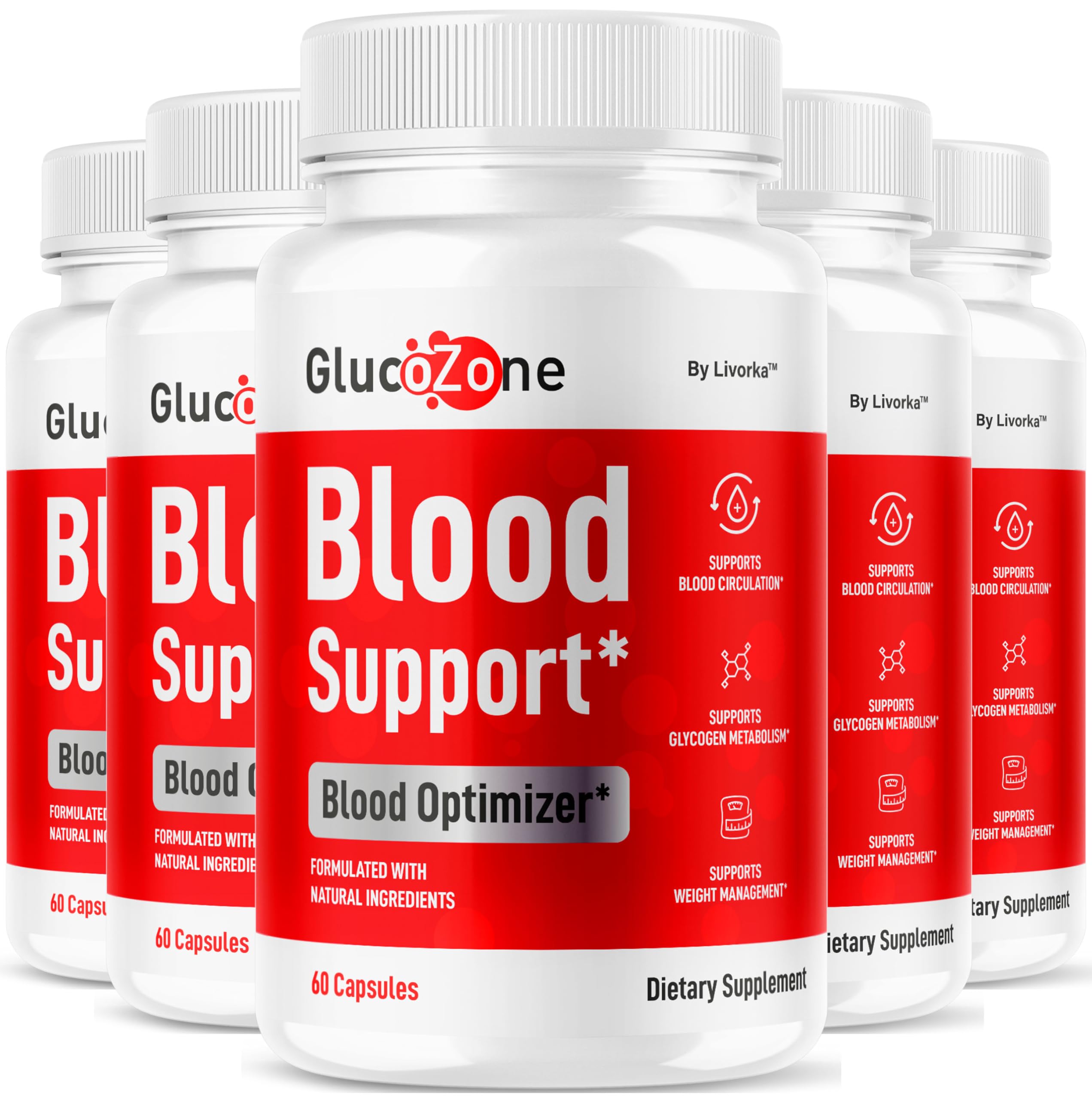 (5 Pack) GlucoZone Blood Support - GlucoZone Capsules Support Optimizer Supplement All Natural Advanced Formula, Pills Premium Vitamins for Health &