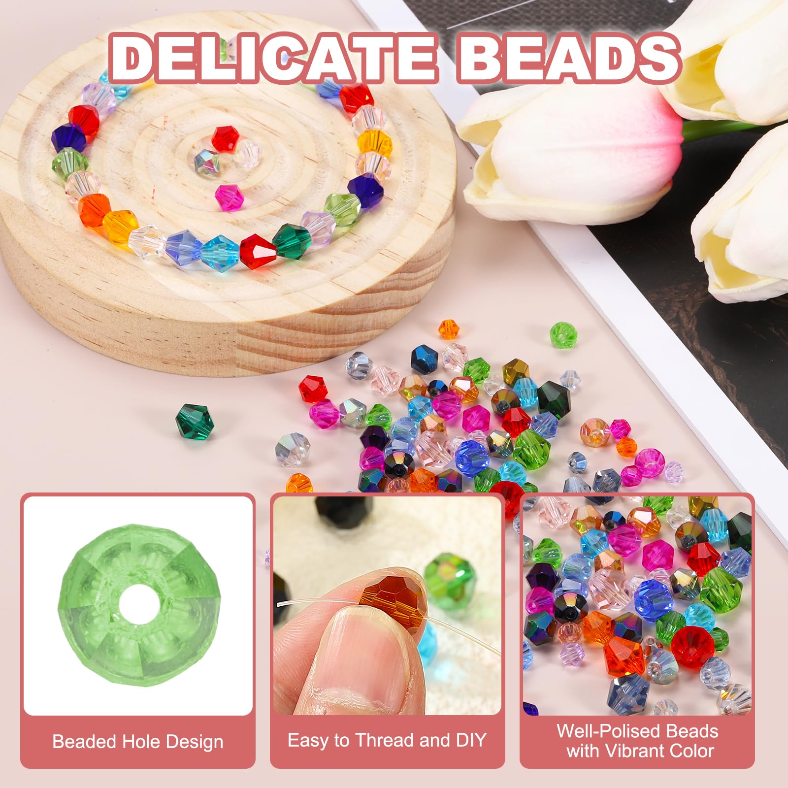 PATIKIL 1000pcs 3mm Bicone Glass Crystal Beads - Image 3