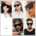 LYZOIT Square Oversized Sunglasses for Women Men Big Flat Top Fashion Shield Large UV Protection Rimless Shades