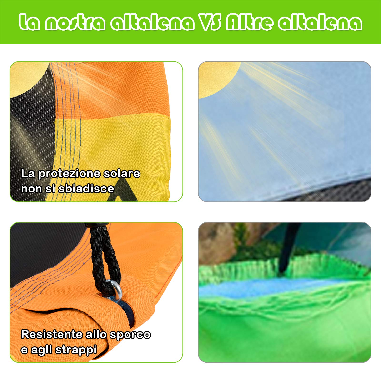 Altalena da Giardino Rotonda a Nido per Interni/Esterni Portata Max. 150 kg Diametro 100 cm Multicolore