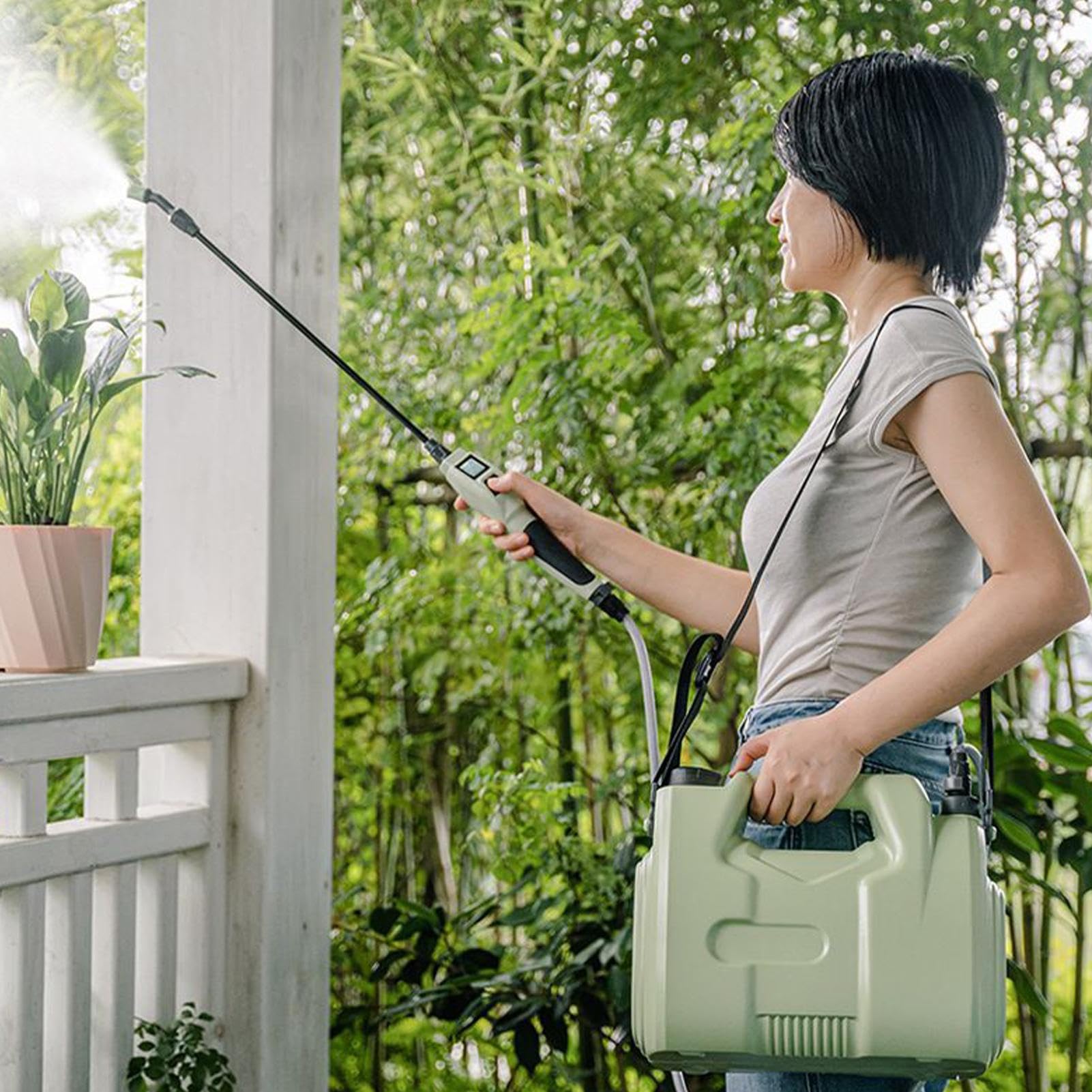 Pulvérisateur Électrique De Jardin Réservoir De 5 litres avec Buses | Pulvérisateur Alimenté Par Batterie Pour Jardin, Lavage De Voiture Et Agricult