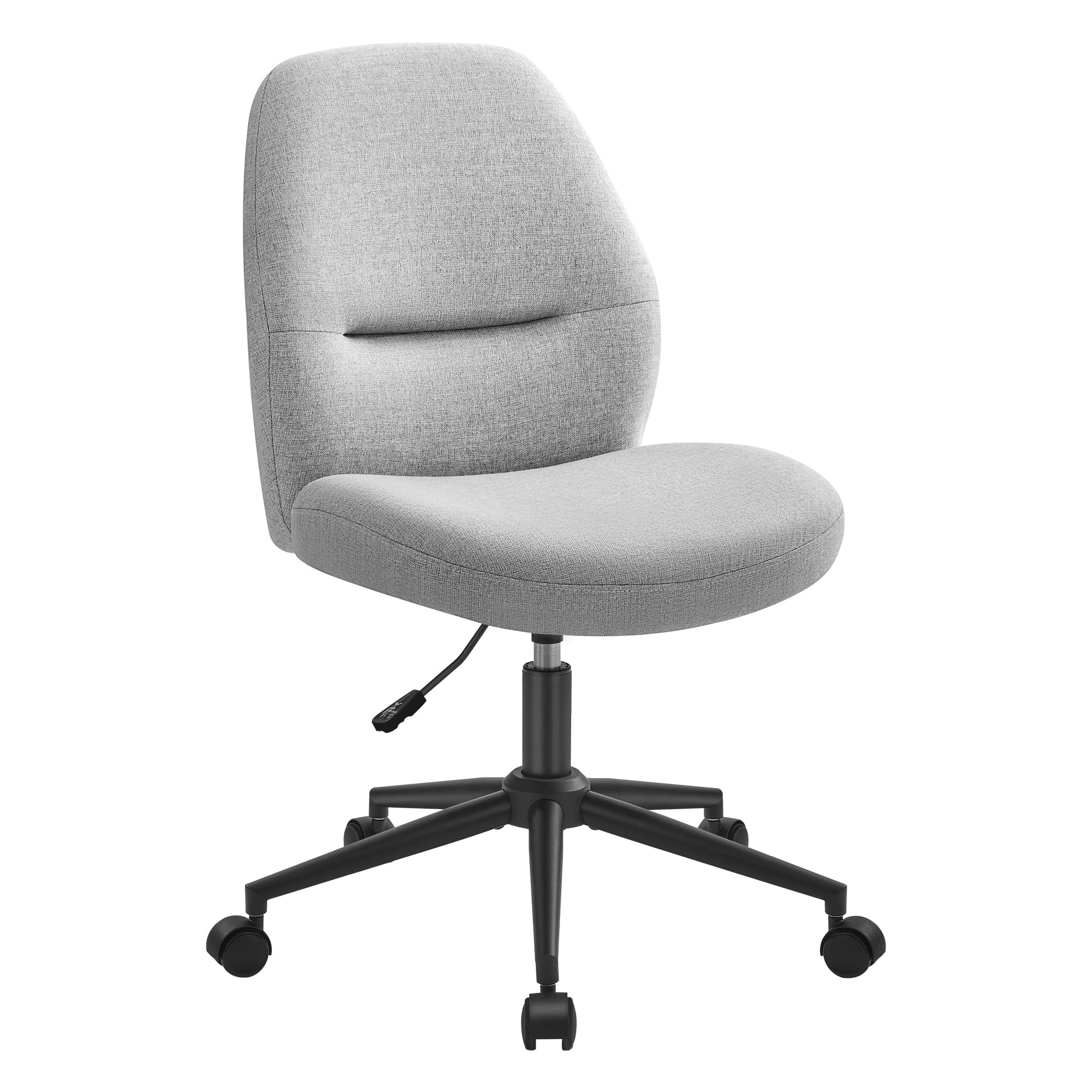 SONGMICS HOME Silla de Oficina, Silla de Estudio, Altura Ajustable, Silla Giratoria, Estilo Contemporáneo, Respaldo Alto, Asiento Ancho y Suave, Tela de Lino de Algodón, Gris Paloma OBG044G01V1