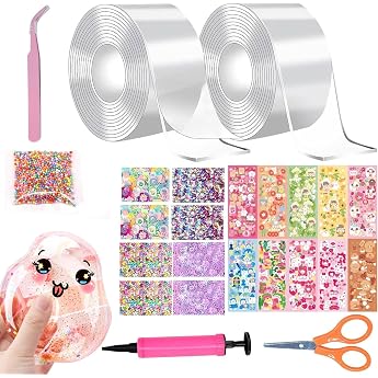 Nano Tape Bubbles Set 34 St ck Nano Tape DIY Craft Kit Nano Doppelseitiges Klebeband Blowing Bubble Tape Nano Klebeband mit Pailletten Aufkleber Tape Bubble Party Geschenke