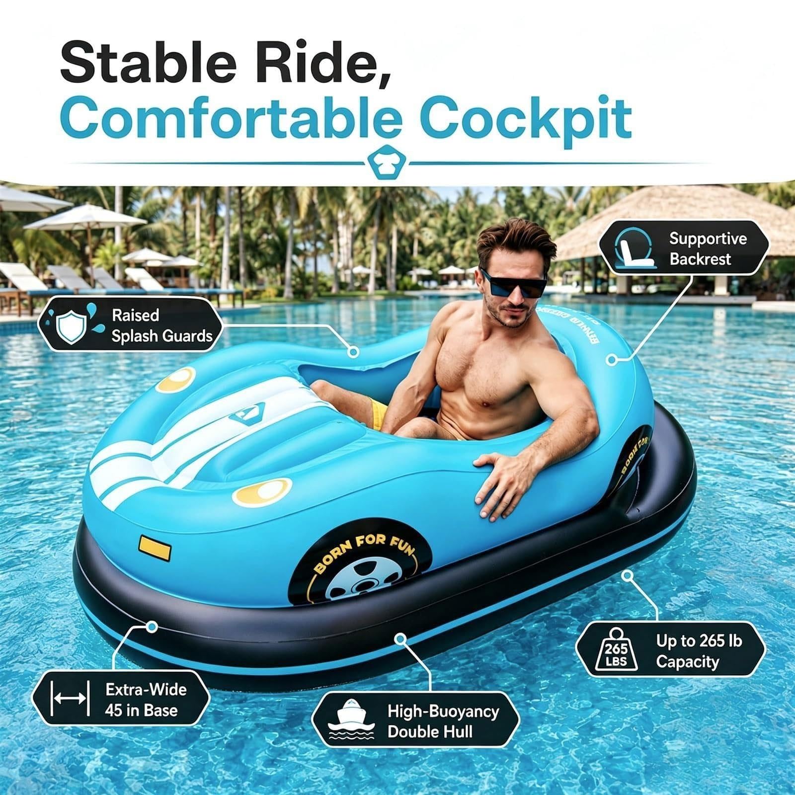 Bateau Pare-Chocs électrique Gonflable Rechargeable, Flotteur Piscine