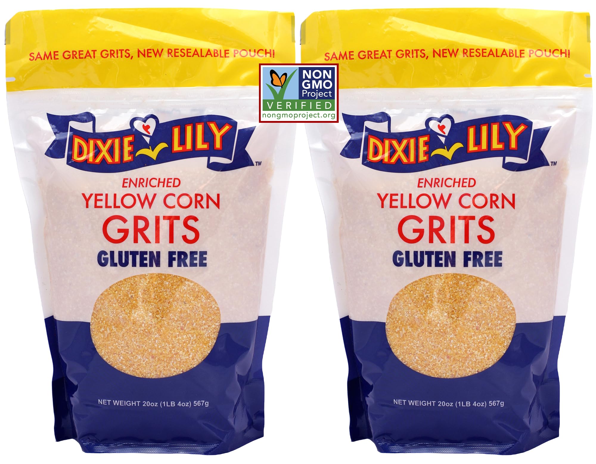 Dixie Lily Yellow Corn Grits - Quick-Cooking, Gluten-Free, Non-GMO, Low Fat & Sodium, Essential Vitamins & Minerals, Classic Southern Flavor - 2 Pack