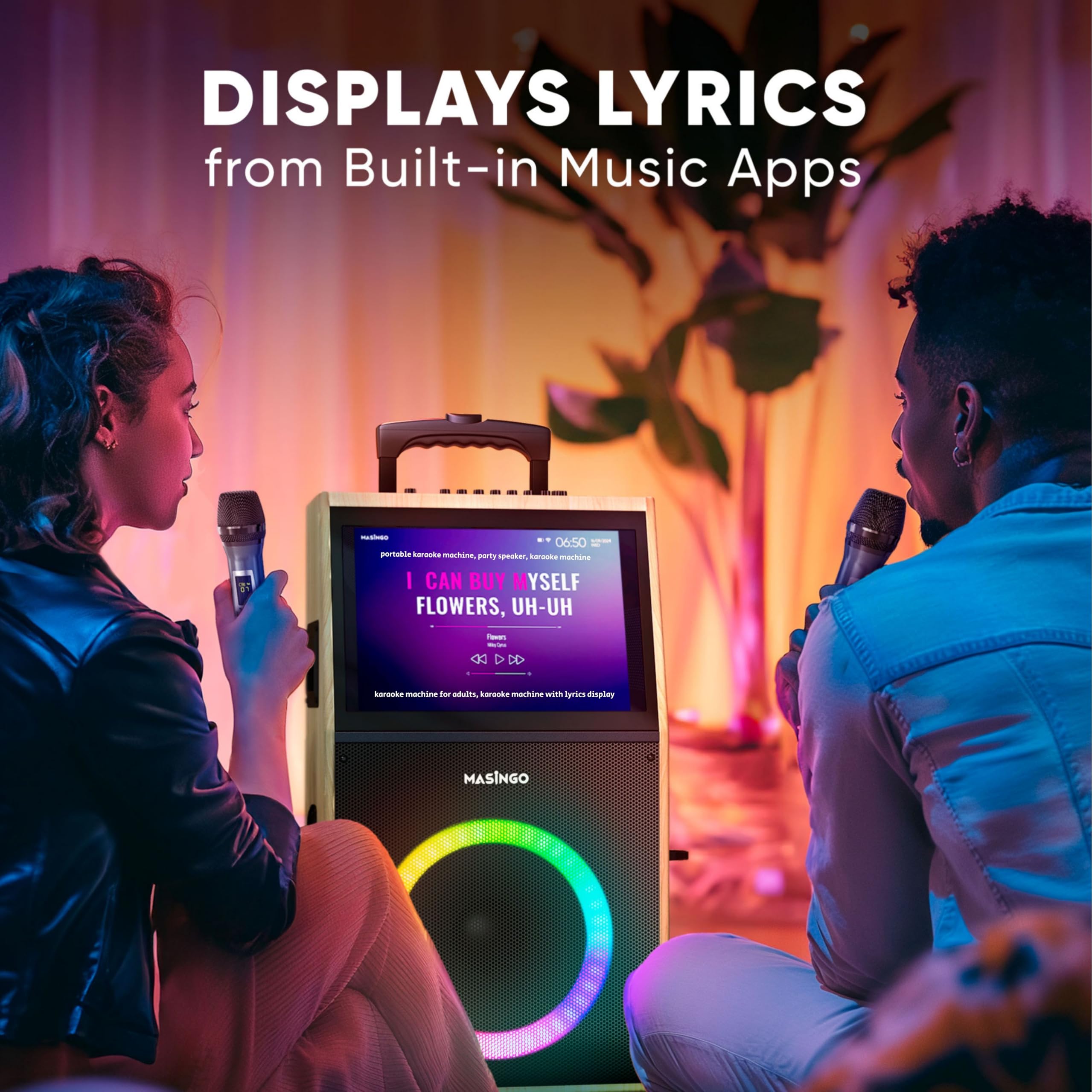 Professional Karaoke Machine with Lyrics Display Screen for Adults