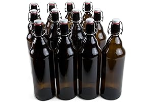 Glass Amber Wine Bottles (12-pack), 33.8 oz / 1000 mL