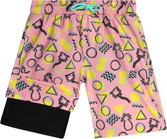 Beach Bros. Boys Swim Trunks - UPF 30+ Quick Dry 4-Way Stretch Boys Swim Shorts with Compression Liner and Pockets
