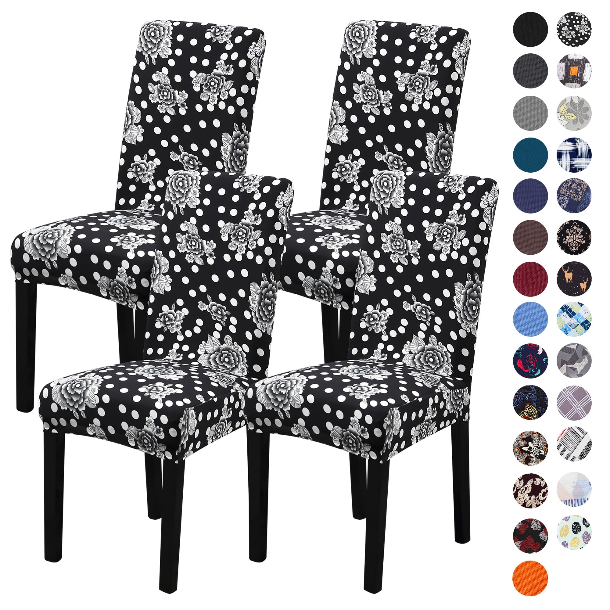 Sufdari Dining Chair Covers,Kitchen Chair Cover,Parsons Chair Slipcover,Spandex Chair Protectors for Dining Room Stretch Chairs Cover Set of 4 -Black