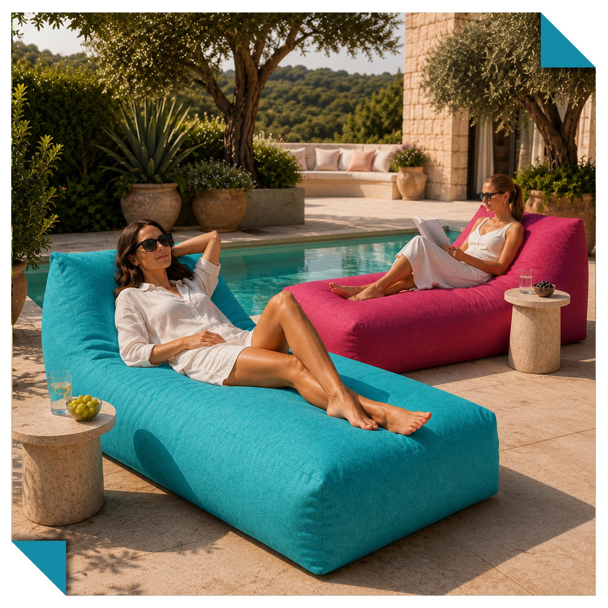 Deshome - Pouf lettino prendisole da esterno sfoderabile - Puff poltrona sacco outdoor idrorepellente con imbottitura, chaise longue design Grigio luce