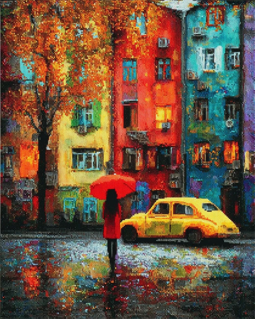 Rqwybcaxn Bead Cross Stitch Kits Colorful Buildings 40x50cm