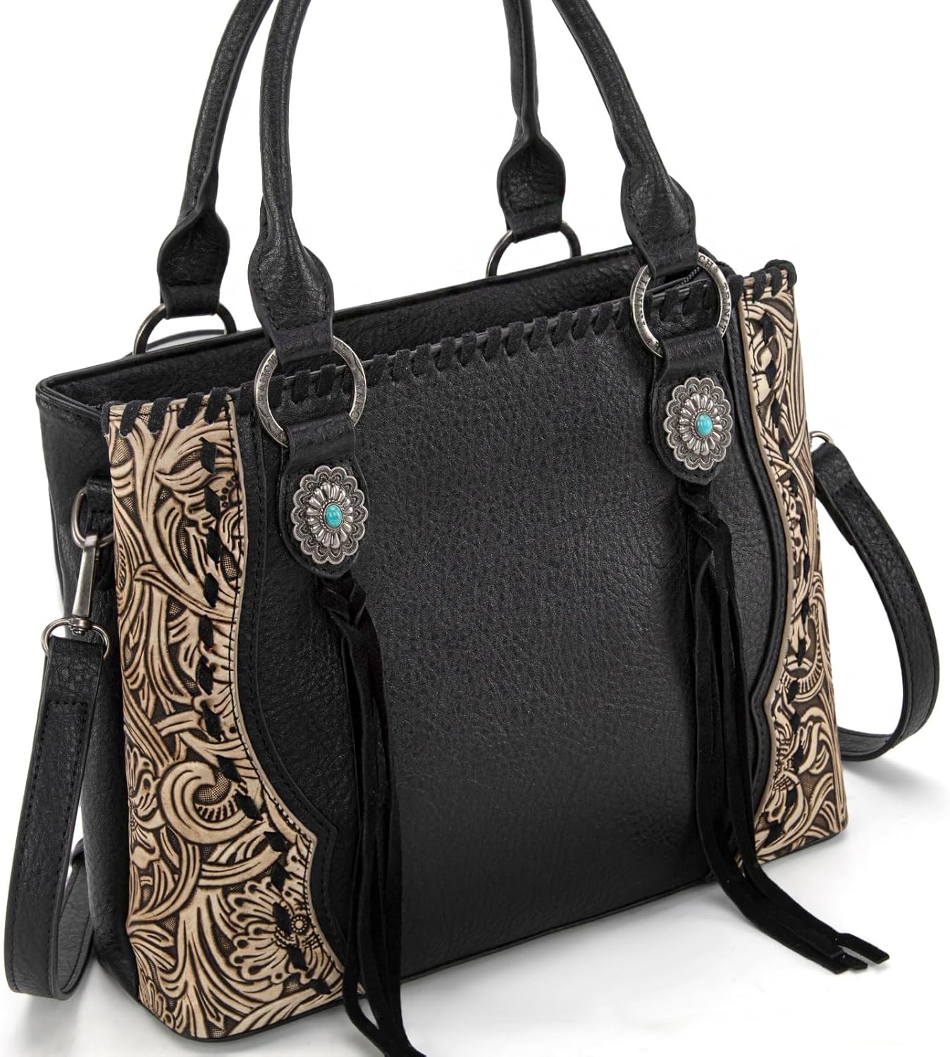 Trinity Ranch Tote Bag for Women Western Purse Floral Tooled Concho Collection - Image 4