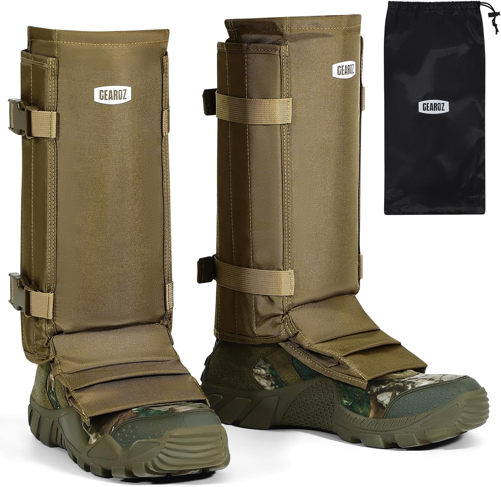 GearOZ Snake Gaiters Snake Chaps, Waterproof Lower Legs Snake Guards, Snake Bite Protective Gaiters, Anti-Snake Boots for Men/Women, Adjustable Size for Hunting/Hiking/Farm Working, Khaki