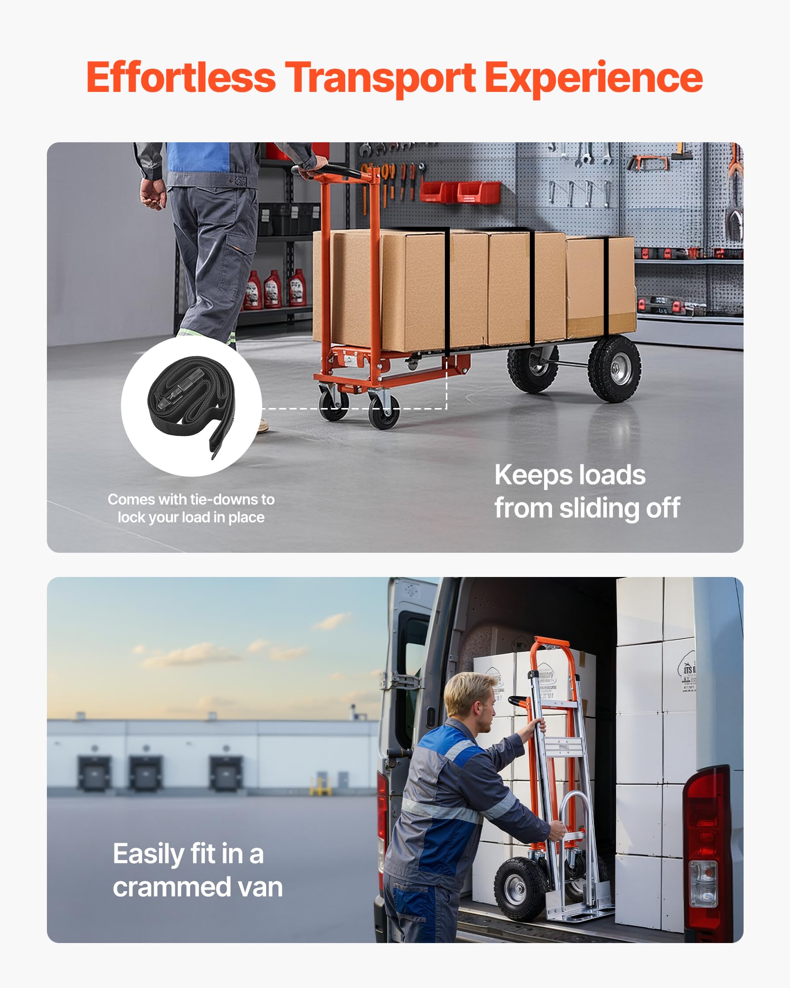 VEVOR 4-in-1-Sackkarre, 453,6 kg Tragkraft im 4-Rad-Modus, umwandelbare Transportkarre mit rutschfestem Griff & Rädern, Handkarre aus Aluminiumlegierung, Transportroller für Umzüge, Büros & Lager