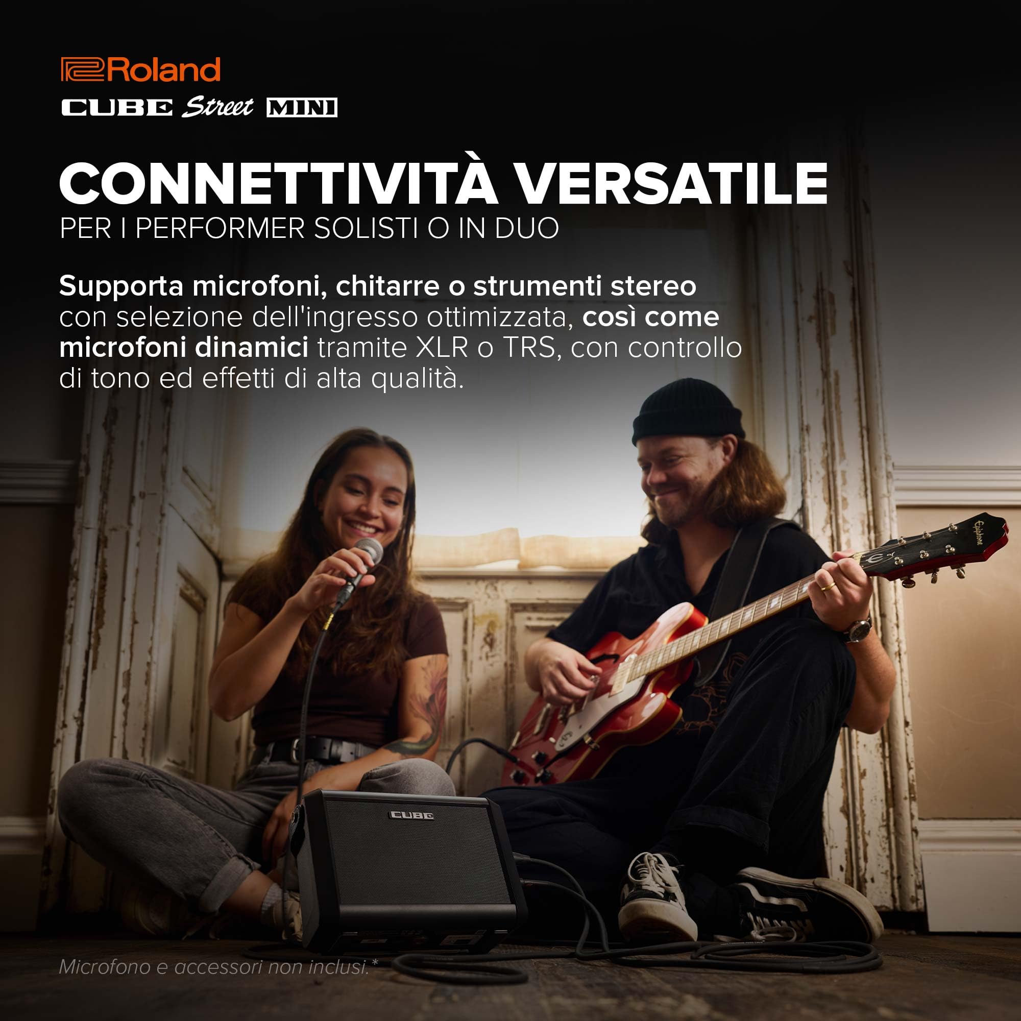 Roland CUBE Street Mini | Amplificatore ultra-compatto | Suono eccezionale | Ideale per i piccoli eventi | Supporta microfoni, strumenti e altro | Fino a 7 ore di autonomia della batteria