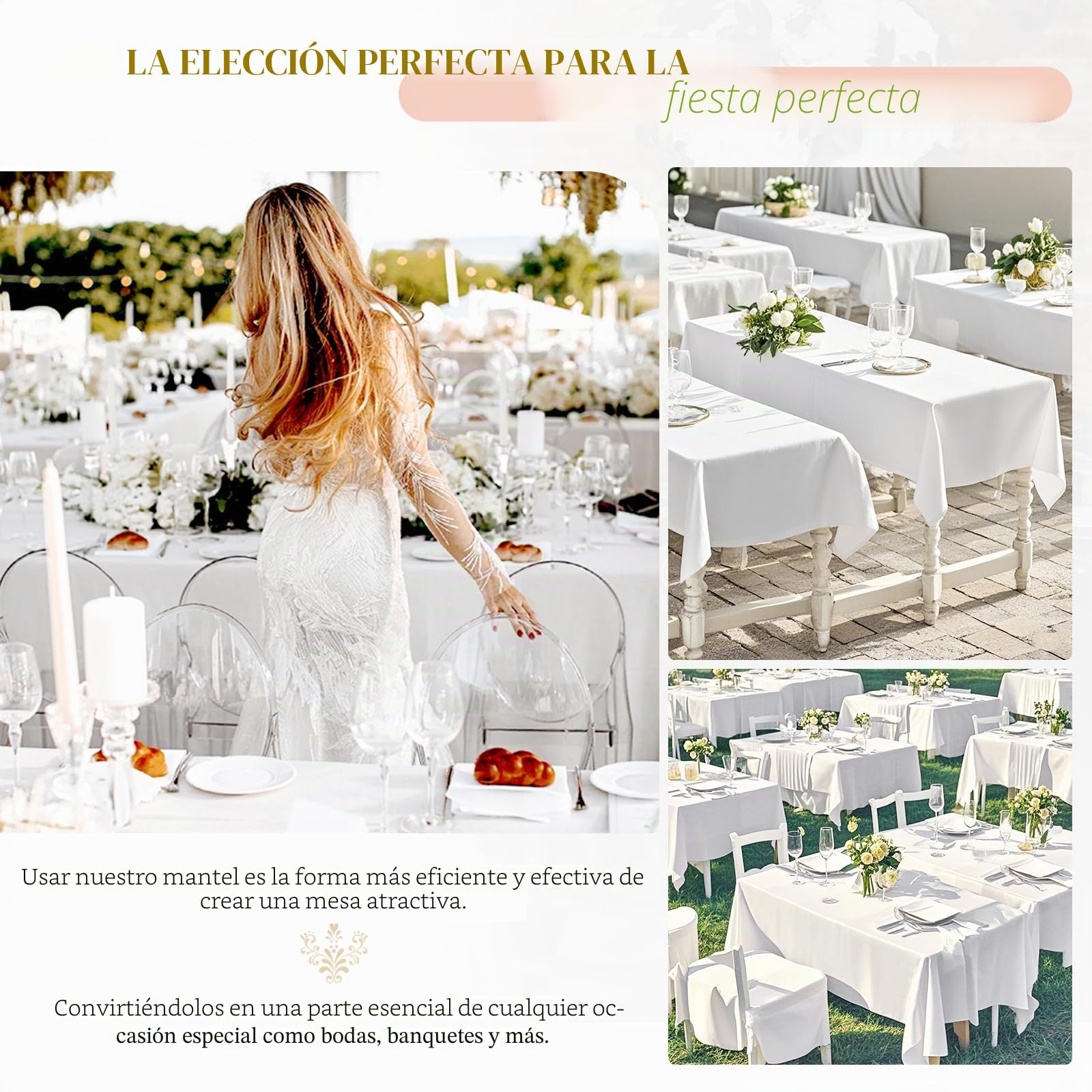 Teruntrue 12 Paquetes Manteles Blancos Rectángulos 153 x 320 cm, Manteles Blancos de Poliéster para Mesa de 8 Pies, Mantel Rectángulo Lavable para Fiestas Bodas Buffet Camping Restaurante(60"x126")