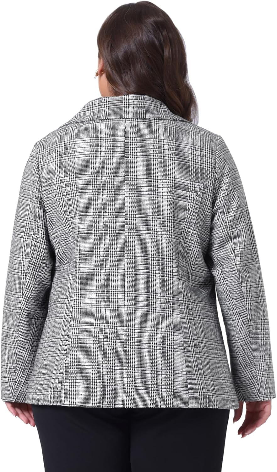 Agnes Orinda Blazers for Women Plus Size Plaid Notched Lapel Long Sleeve Business Casual Blazer Jackets - Image 4