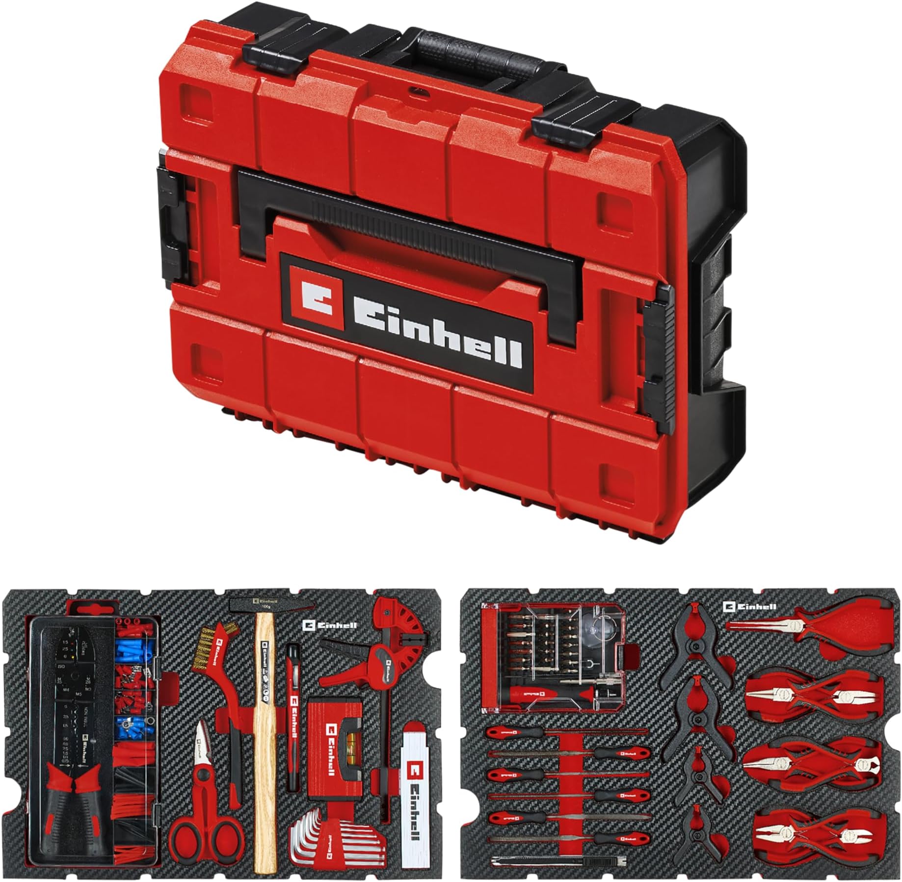 Original Einhell Hobby E-Case Tool Box 153 Pieces (Electronic Repair Kit, Electrical Works, Electronics Pliers, E-Case System for Hobby Applications)