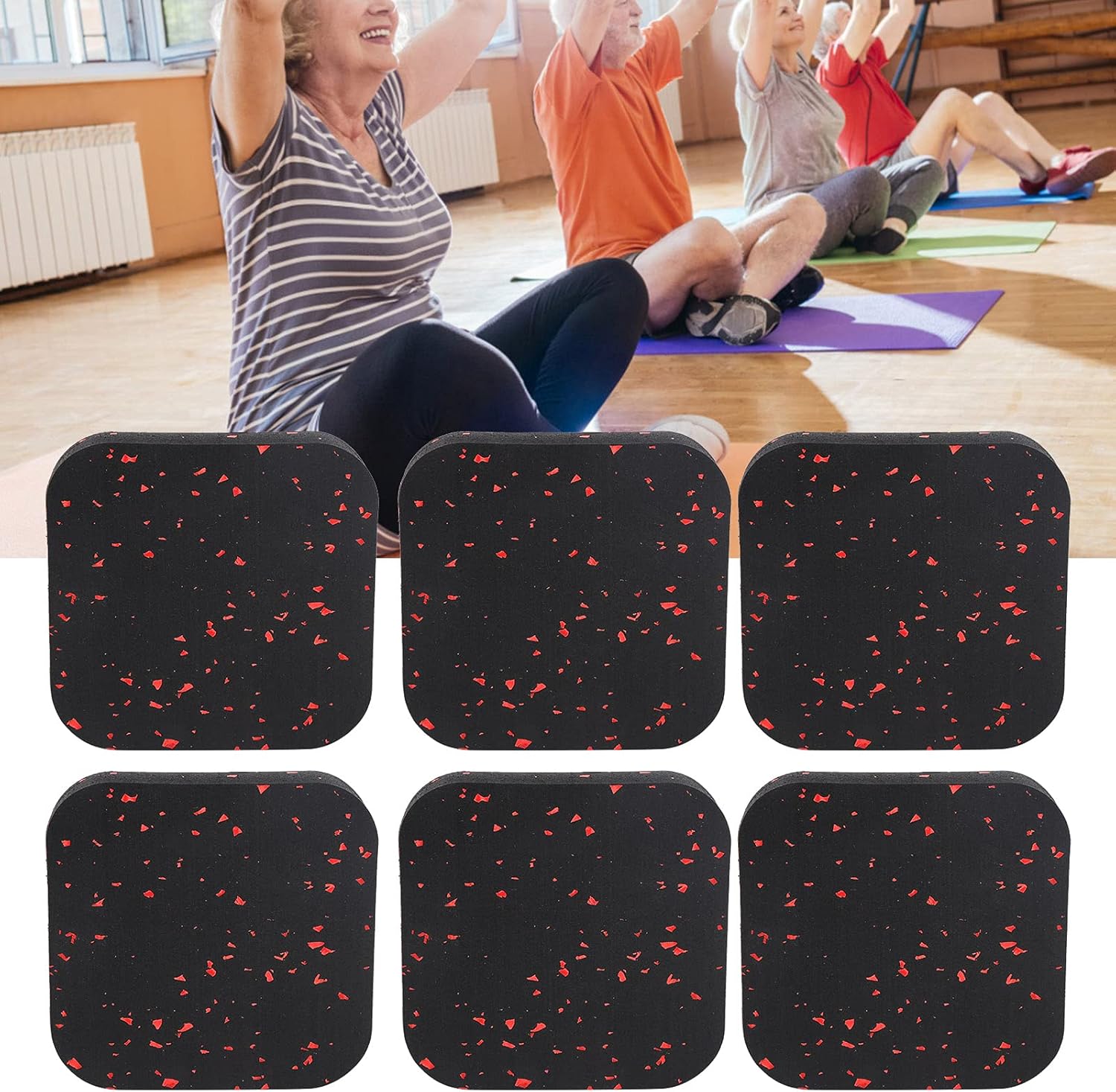 Treadmill Mat, High Density Rubber Sound Absorption Waterproof Exercise Equipment Mat Safety Protection Non Slip Fitness Mat for Hardwood Floors and Carpet Protection Gym Equipments(red)