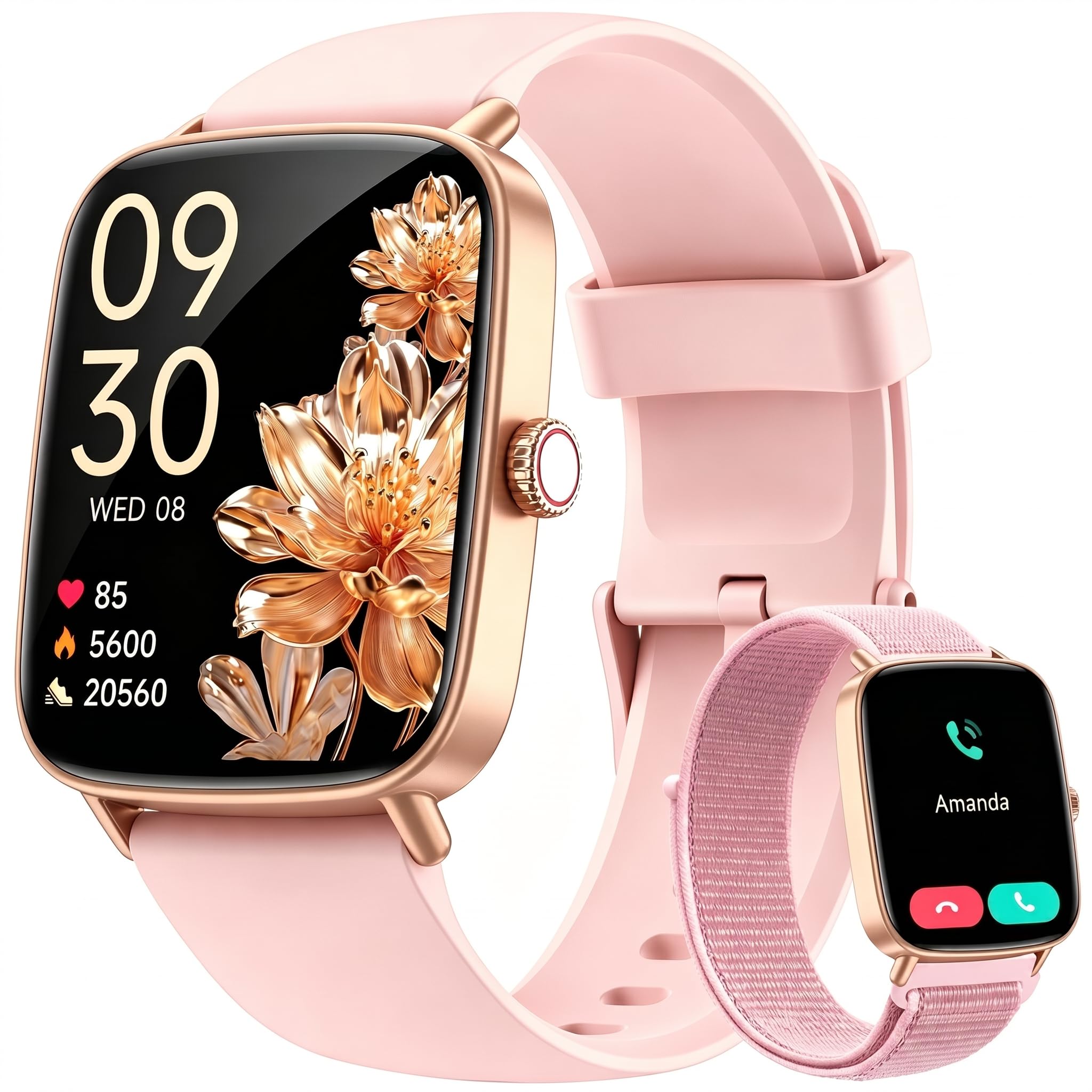 Smart Watch for Women, 1.85" HD AMOLED Fitness Tracker (Answer/Call) with 24/7 Heart Rate…