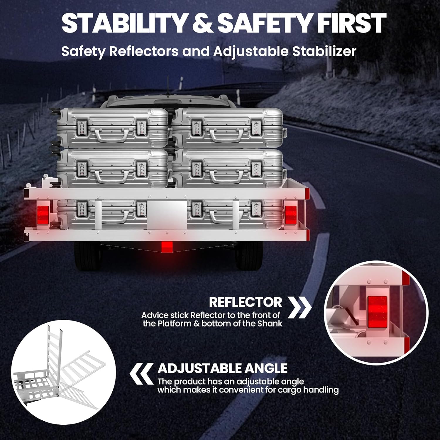800 Lbs Load Capacity Hitch Cargo Carrier with Ramp, Trailer Hitch Cargo Carrier, Durable Hitch Mount Cargo Carrier for SUV, Pickup, Sedan - Heavy Duty Iron Material