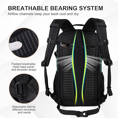 Miniatura 6 de MOUNTAINTOP Mochila de senderismo, mochila de campamento de 25 litros, mochila de senderismo ligera para hombres y mujeres, mochila de viaje para