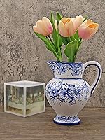 Vista 2 de Jarra de cerámica portuguesa azul y blanca pintada a mano