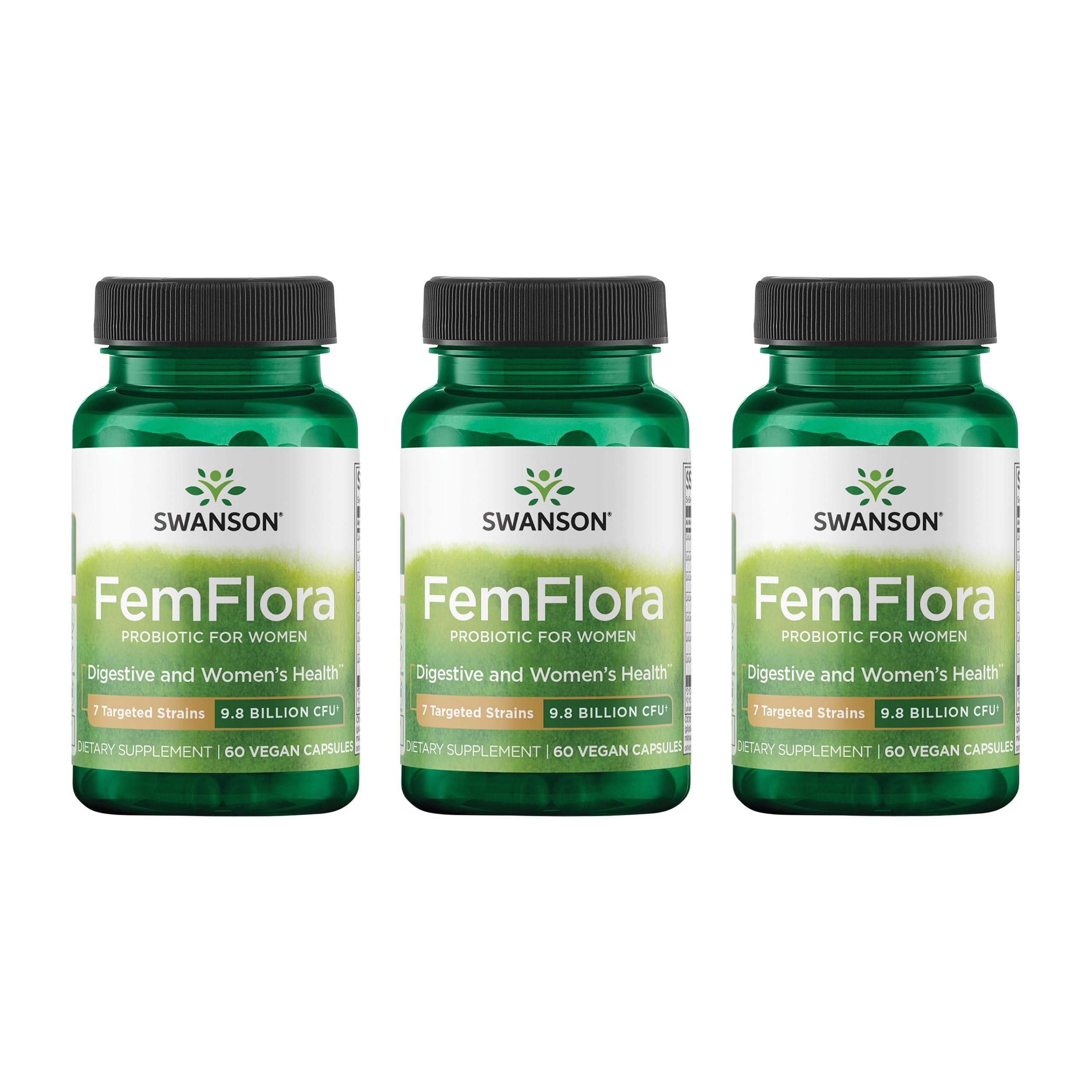 Swanson FemFlora Women's Probiotic, 9 Billion CFU, 60 Capsules, 3 Pack 60 Count (Pack of 3)