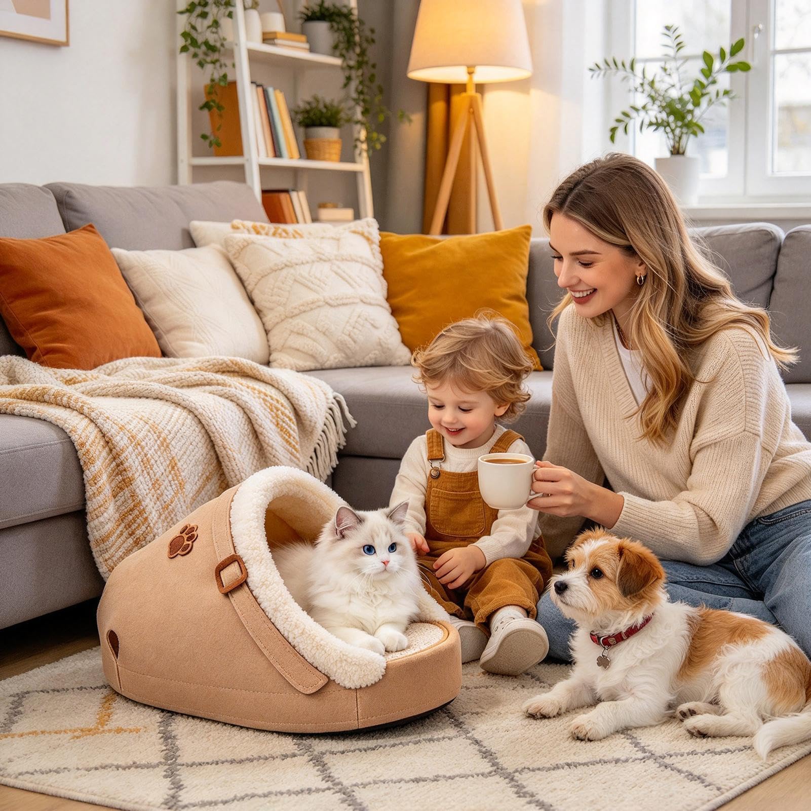Katzenbett, Katzenschuhe, halbgeschlossenes Nest mit Kratzer