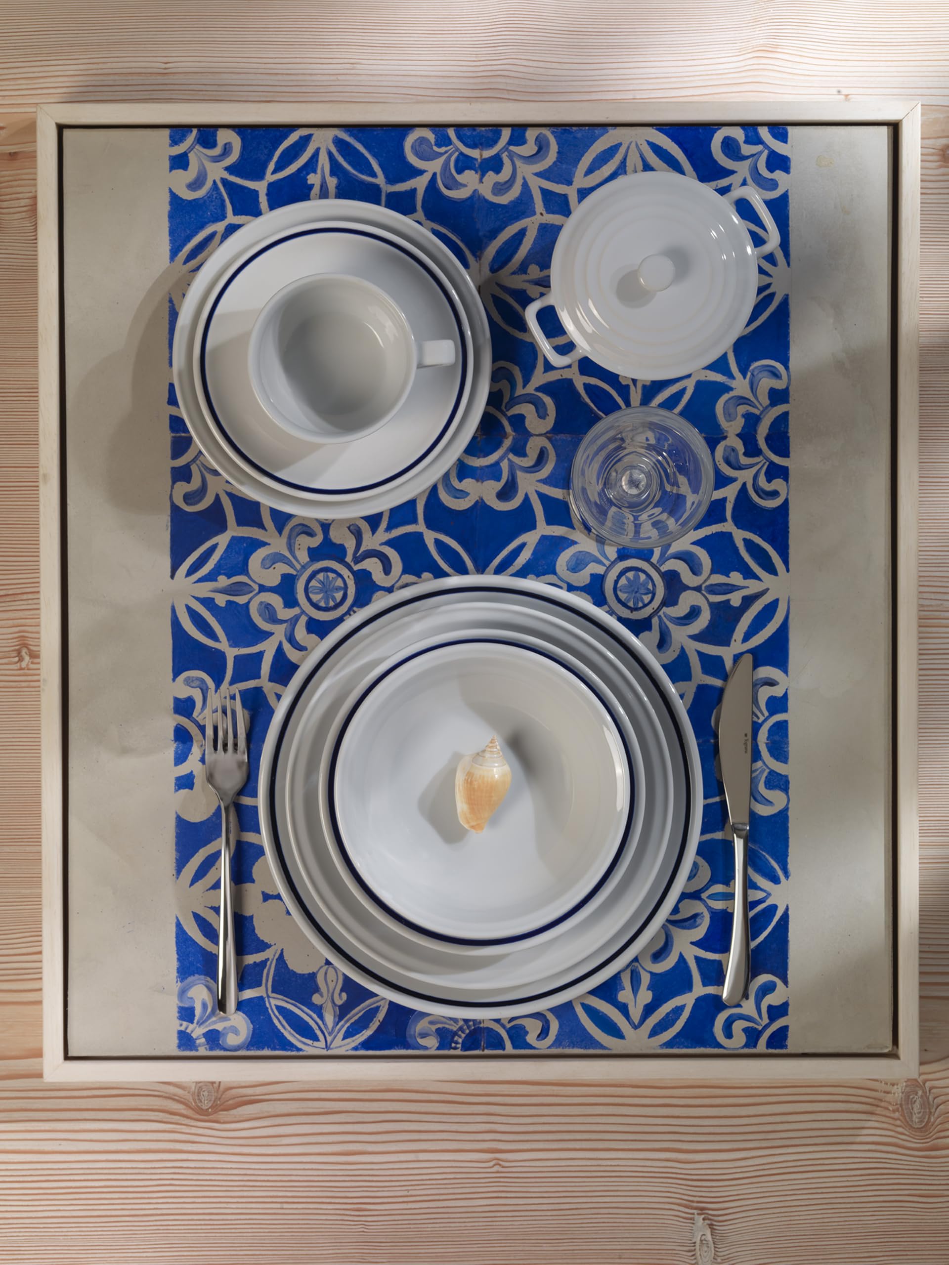 Tognana AZ Fascetta Blu, servizio piatti 18 pezzi per 6 persone, porcellana, bianco, Made in Italy
