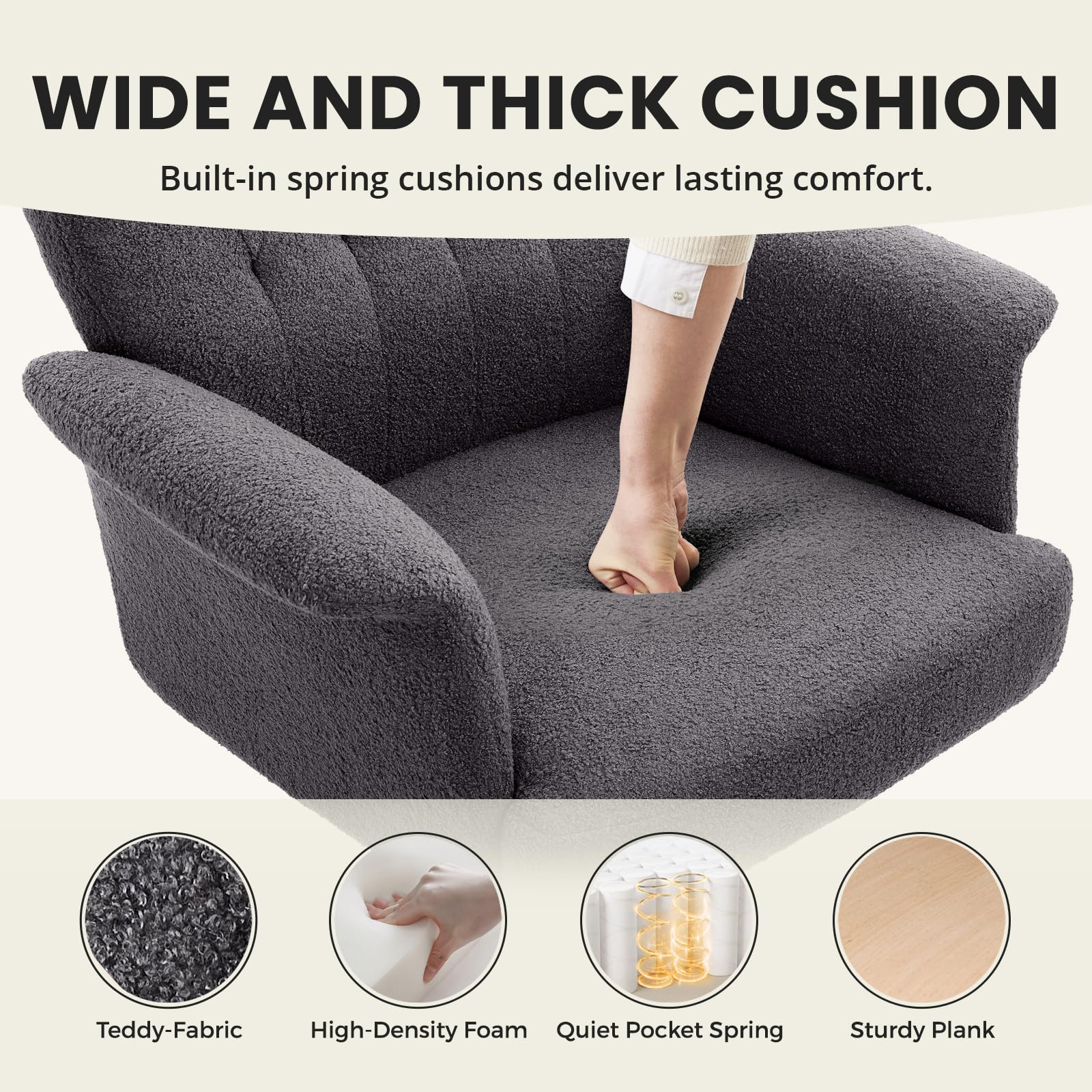 IWMH Chaise de Bureau Ergonomique Accoudoirs Velours Chaise Coiffeuse Gris