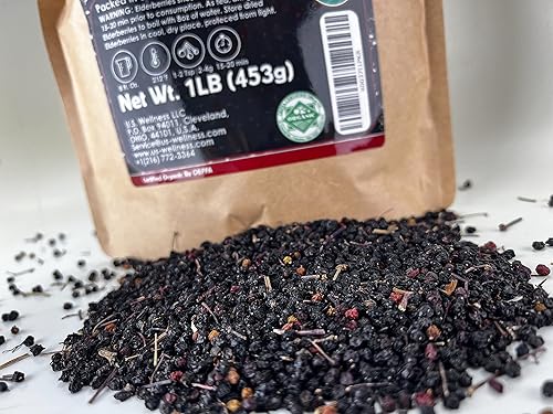 Miniatura 8 de Saúco  1 libra (cosecha silvestre real)  100% orgánico certificado por USDA  saúco seco negro a granel  Refuerzo de apoyo del sistema inmunológico