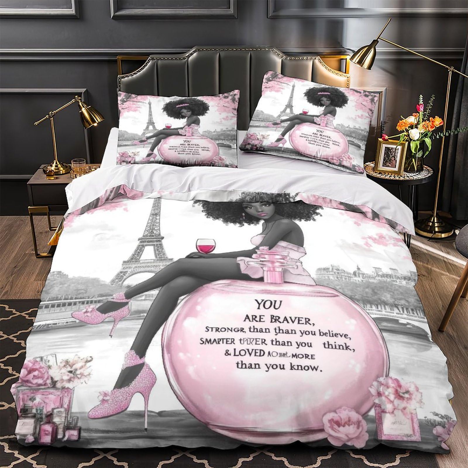 Housse de couette perruches hypoallergénique et douce avec fermeture éclair