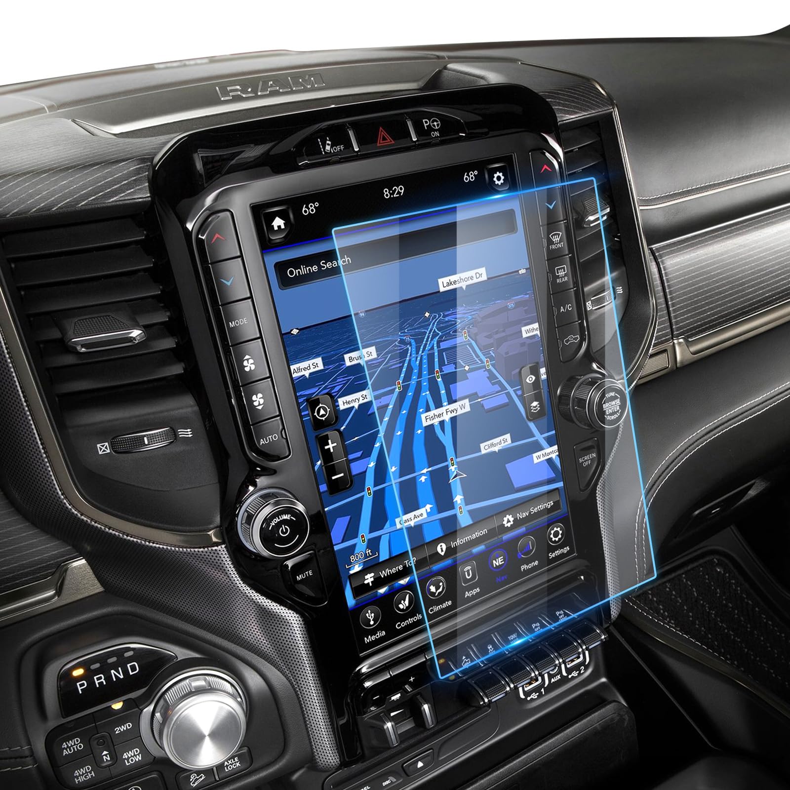 2019-2025 2026 Ram 1500 2500 3500 Screen Protector 12" for Dodge Ram (Laramie/Rebel/RHO/Limited/Limited Longhorn/TRX) Uconnect 12-inch Touchscreen, 9H Tempered Glass 2025 2026 Ram 1500 Accessories