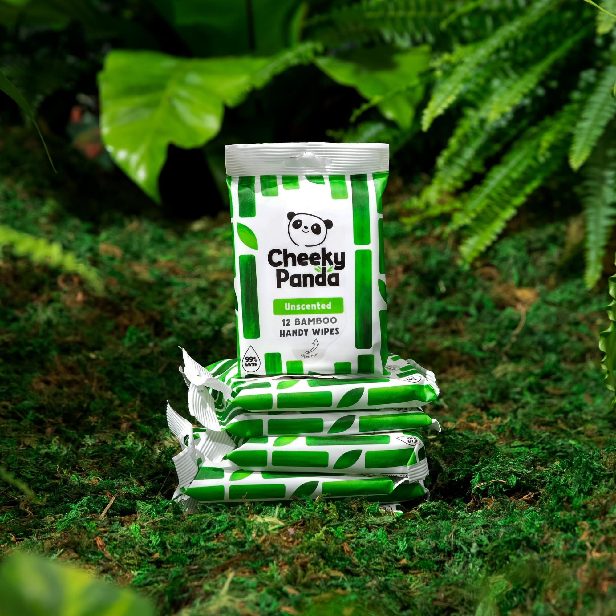 The Cheeky Panda Mini chusteczki podróżne | 12 opakowań po 12 chusteczek na mokro na bazie wody w 99% (144 chusteczki)