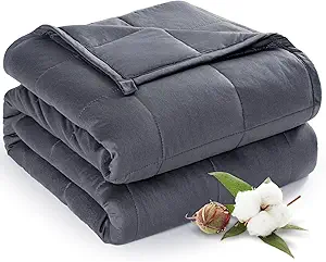 Sivio Weighted Blanket for Adults 100% Cotton, 104"x88" 20 lbs, Large Cooling Summer Heavy Blanket for Sleep, Breathable Soft Blankets with Premium Glass Beads, Machine Washable, Dark Grey