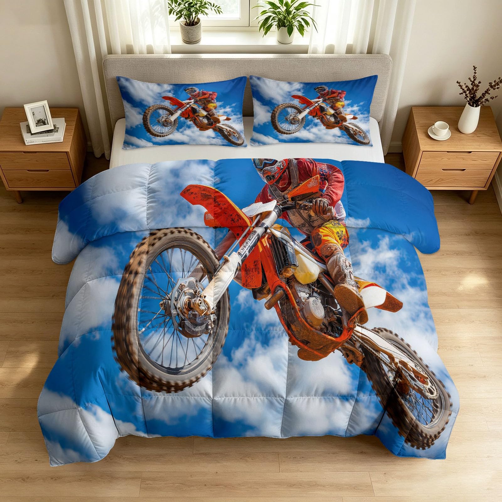 Couette motocross infroissable 200x200 pour lit double de pilote