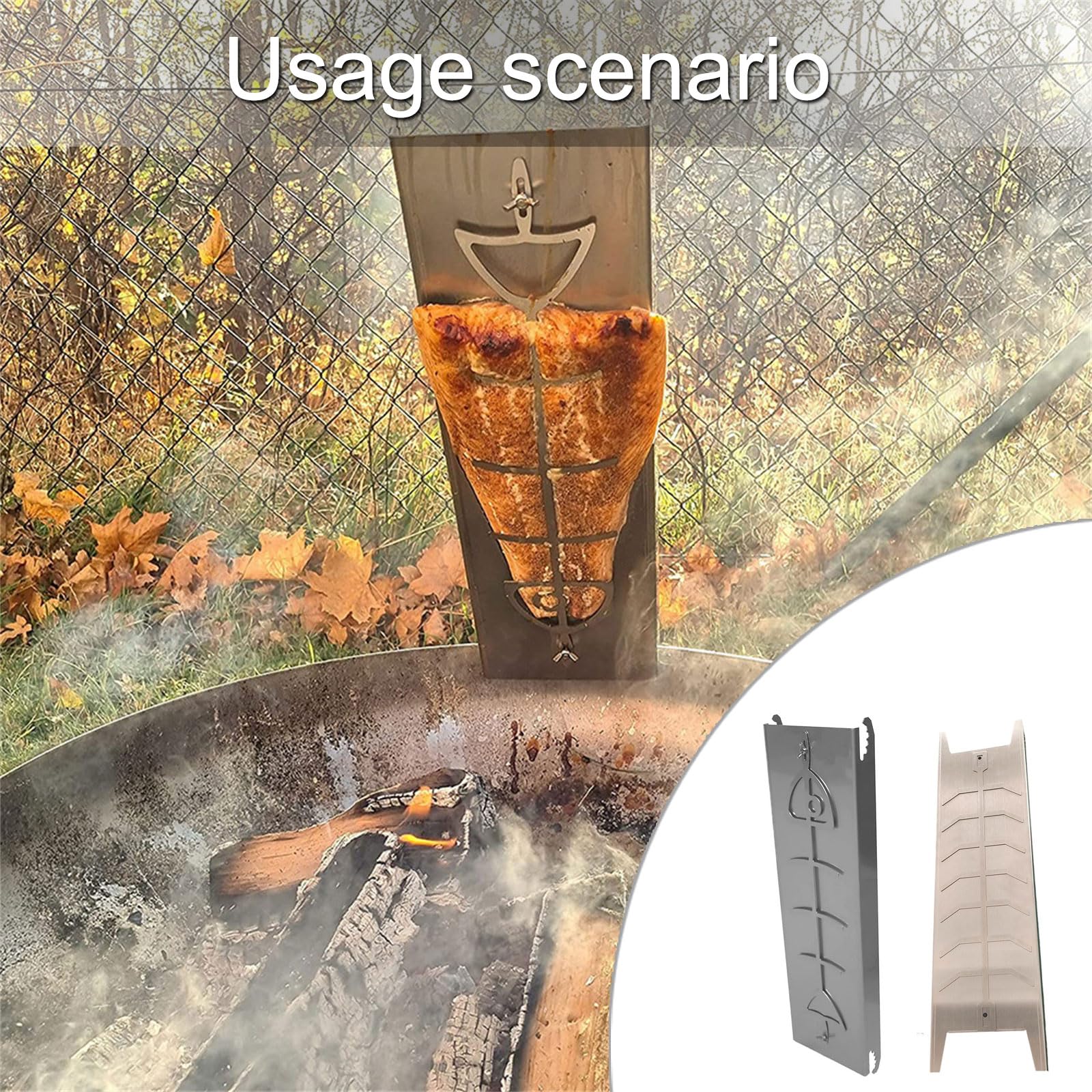 Parrilla de acero inoxidable 304 con llama, salmón, pescado, para barbacoa, mariscos, verduras, herramienta de cocina, herramienta de cocina, llama, salmón, parrilla