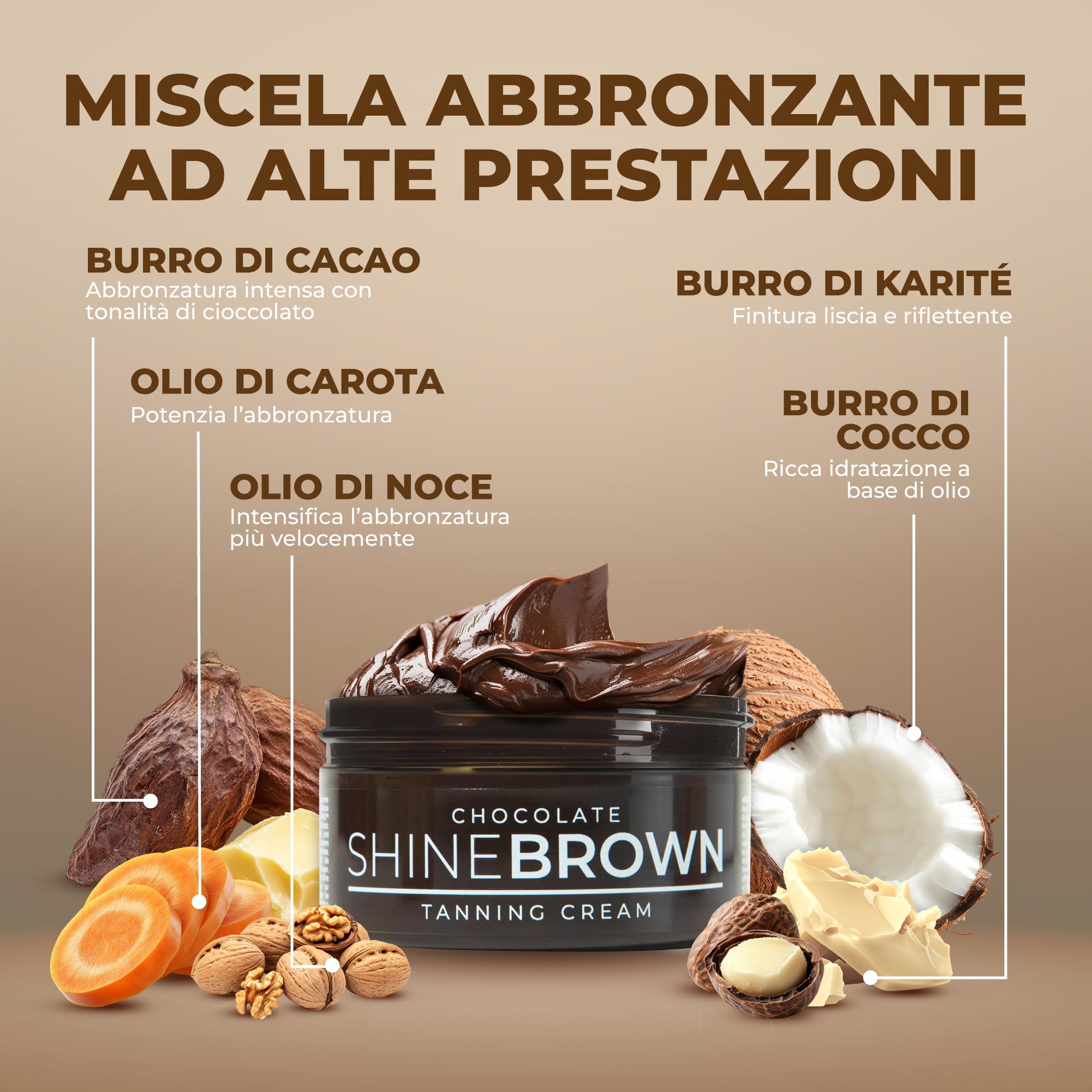 BYROKKO Shine Brown Crema Acceleratore Abbronzante Al Cioccolato (200 ml), Rapida Super XXL Per Un'abbronzatura Intensa, Efficace Sotto Lettini E Sole All'aperto