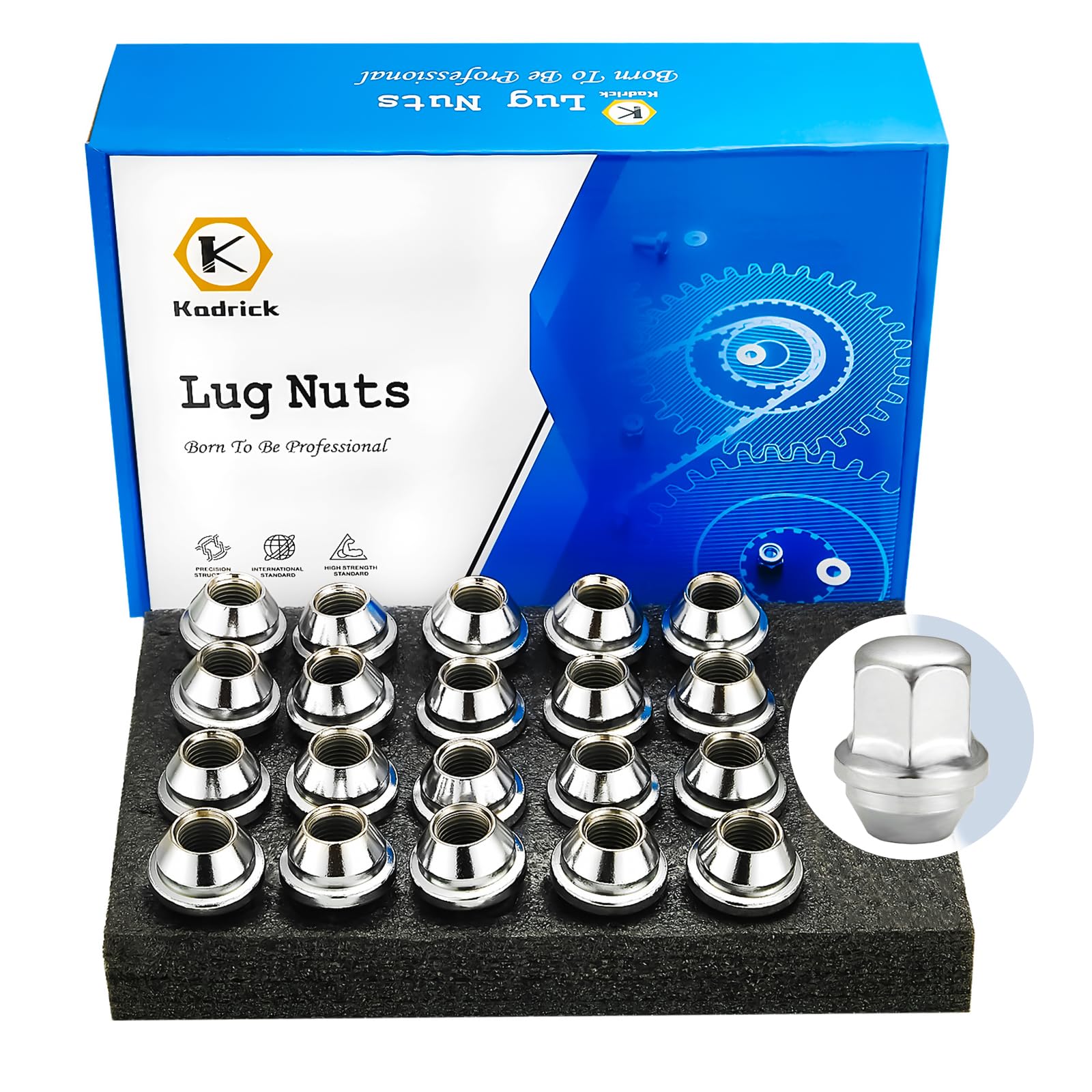 20Pcs M14x1.5 Lug Nuts,Fit 2008-2019 Cadillac CTS/2018-2022 Jeep Wrangler/2012-2021 Ram 1500/Tesla Model 3/X/S,Large Acorn Seat,One-Piece Solid Chrome?Anti-Rust Updated…