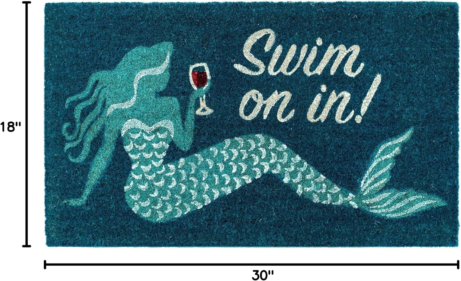 Liora Manne Natura Doormat Non-Slip Natural Fiber Outdoor Mat-Decorative, Swim On in Ocean 1'6" x 2'6"