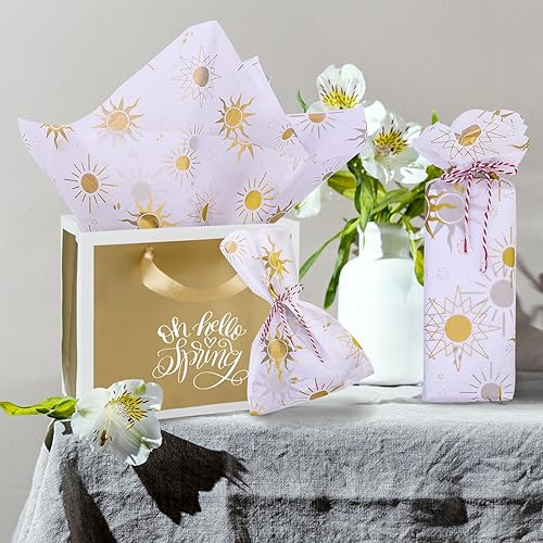 Miniatura 6 de HolyMaji 50 hojas de papel de seda Sunshine para embalaje de pequeñas empresas de 20 x 28 pulgadas, papel de seda impreso a granel, papel de seda