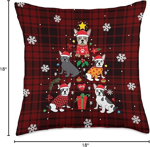 Miniatura 4 de Bulldog francés regalo lindo Navidad Bulldog francés adorno de Navidad árbol perro divertido regalo manta almohada 18x18, multicolor