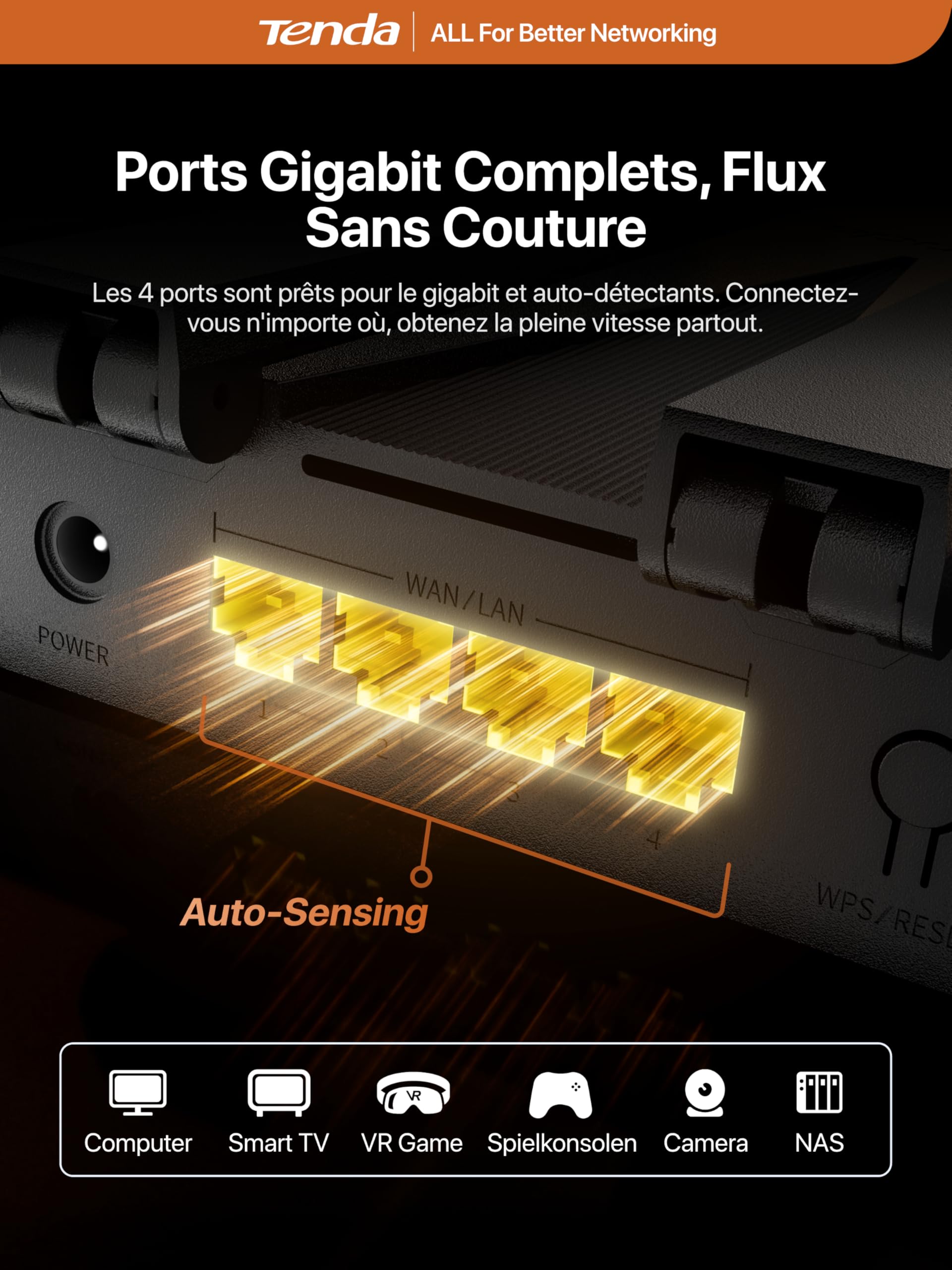 Tenda Routeur WiFi 6 AX3000 Dual Band Gigabit AX12 Pro, 5GHz : 2402Mbps + 2.4GHz : 574Mbps, 4 Ports Gigabit, EasyMesh, Contrôle Parental, MU-MIMO, OFDMA, VPN, Beamforming, NFC