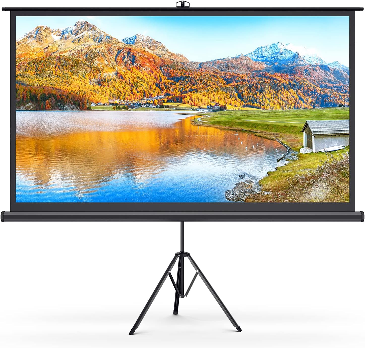 Projector Screen and Stand, 16:9 4K HD Projector Screen Outdoor 105 inch Portable Projector Screen with Stand, Easy Setup, Wrinkle-Free, Outdoor Projector Screen for Backyard, Camping, Living Room