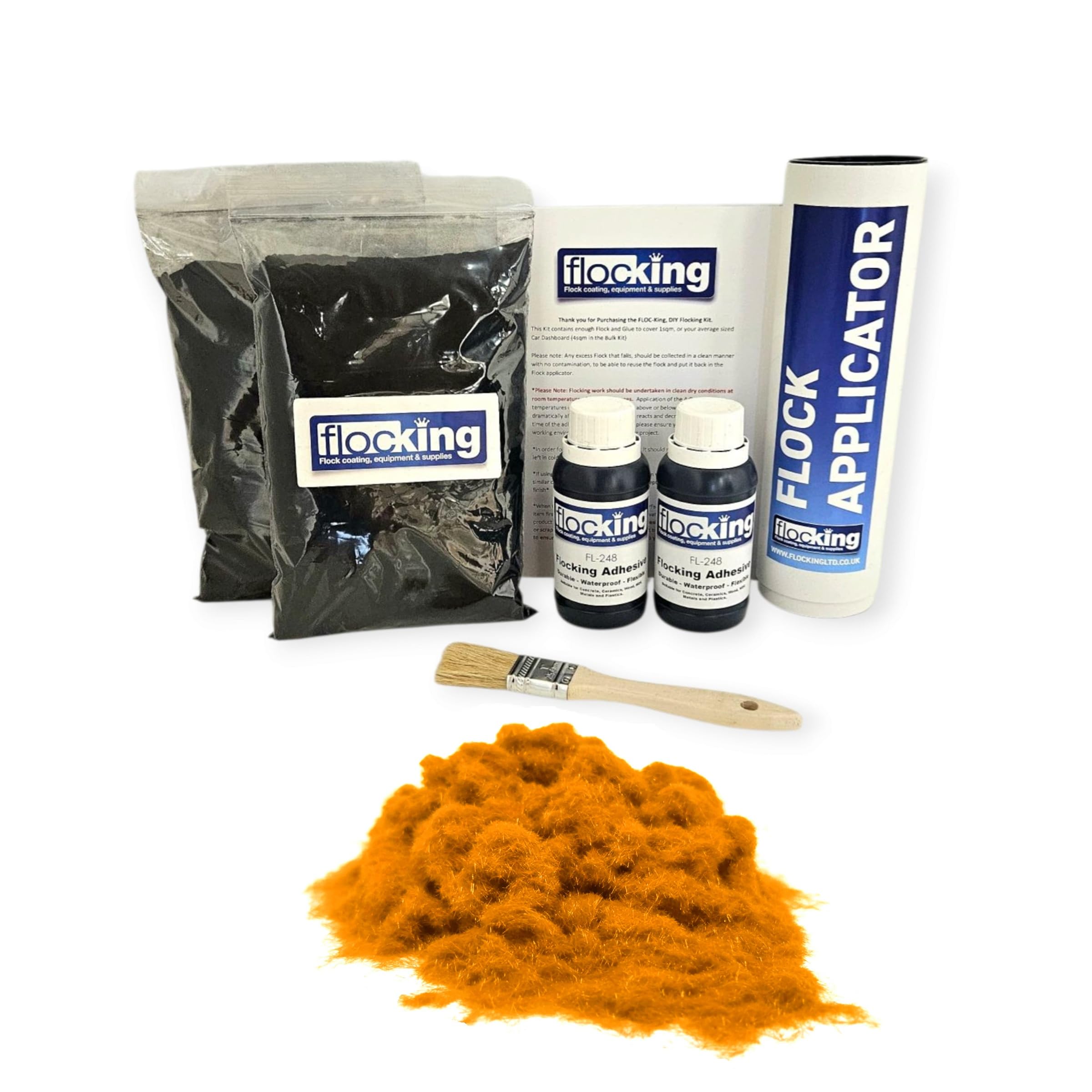 DIY Flock Kit Twin Pack - Flocking Powder - Flocking Adhesive (Oro Gold)