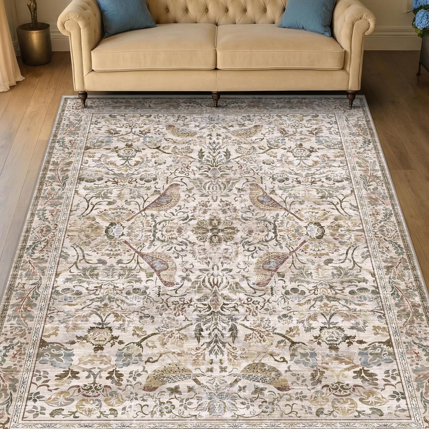 Moquette de chambre haut de gamme et grand tapis de salon vintage traditionnel